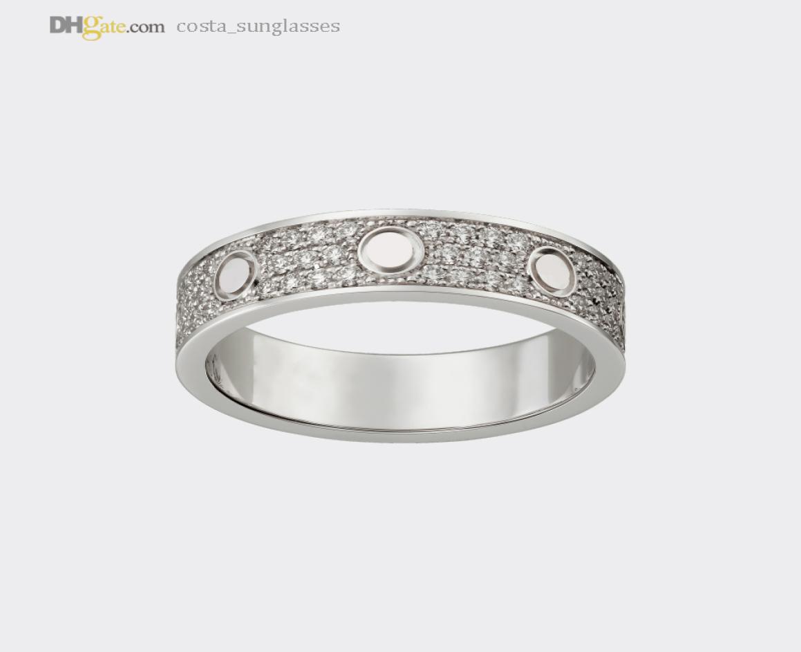 

Designer Rings Love Ring Carti Band DiamondPave Wedding Ring Silver WomenMen Luxury Jewelry Titanium Steel GoldPlated Never Fad9051536