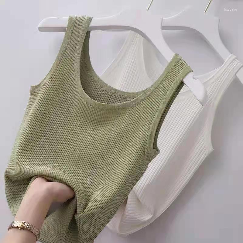 

Women's Tanks Women Fashion Summer Knitted Sleeveless Elastic Tank Tops 5XL, Green