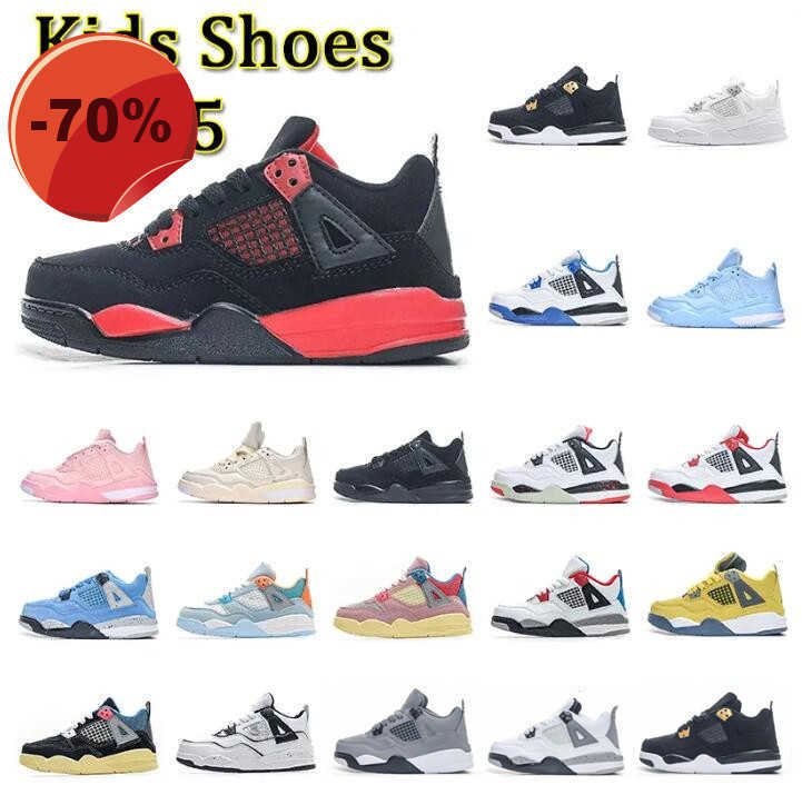 

Jumpman 4 Retro Kids Basketball shoes 4s White black cats Grade school for sale 2023 Jorden 3 Bred Fire Red Midnight Navy Boy girl sports shoes Size 26-35, 11