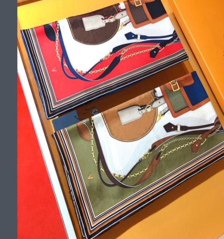 

100 Silk Square Scarf for Women 2022 Summer New Classic Bag Printed Satin Neck Rings Scarves Echarpes Foulards Femme Wrap Bandana8418540