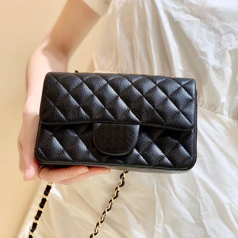 

Designer Flap Bags Caviar Crossbody Bag Genuine Leather Chain Bags 20CM High Imitation HandBag With Box ZC003
