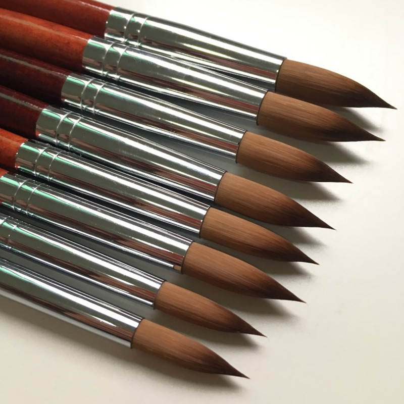 Acrylic Nail Art Brush Manicure Tools Kolinsky Hair Wood Round Big Size 10#12#14#16#18#20#22#24 UV Gel Carving Pen Liquid Powder 1PCS-image-382029347