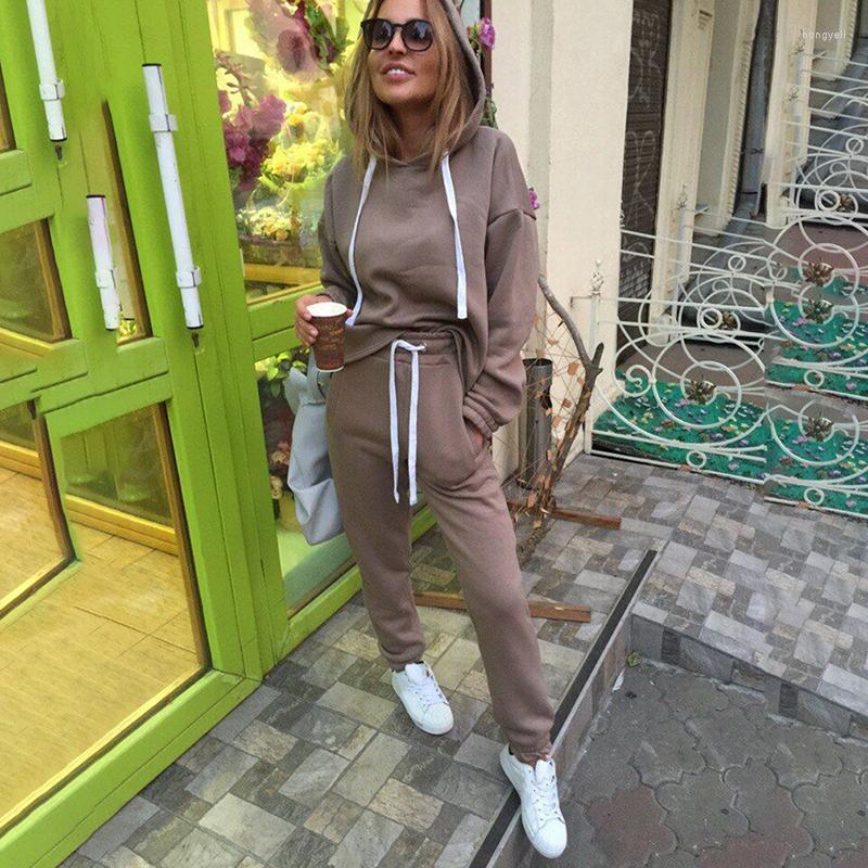 

Women' Two Piece Pants Women' Solid Hoodie Trousers Autumn Fashion Casual Suit Wool And Loose Warm, Picture shown