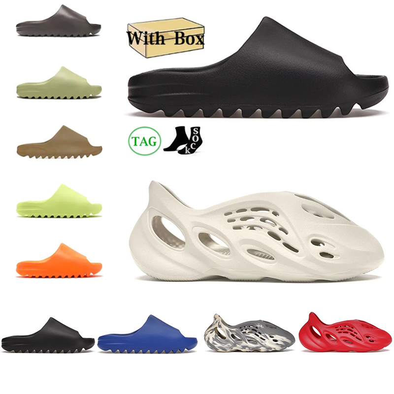 

Box With slides shoes slippers men women designer sandals Onyx Bone Desert Sand Earth Brown Resin pantoufle slide mens trainers runners foam runner colorful shoe, #11 azure