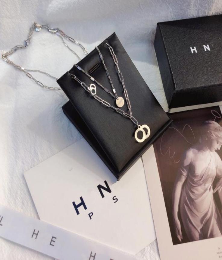 

Luxury Silver Plated Double Layer Necklace Delicate Design Pendant Necklace Popular Fashion International Brand Simple Lady Style 9195225