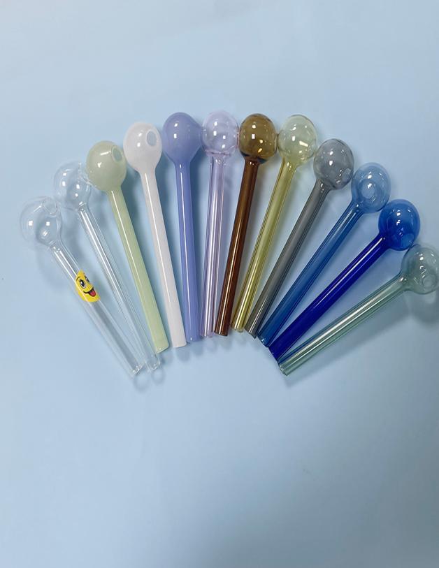 

10cm Length Glass Oil Burner Smoking Pipe Mini Bubbler Bowl Wax Vaporizer 12 Colors For Option Pink Available6353453
