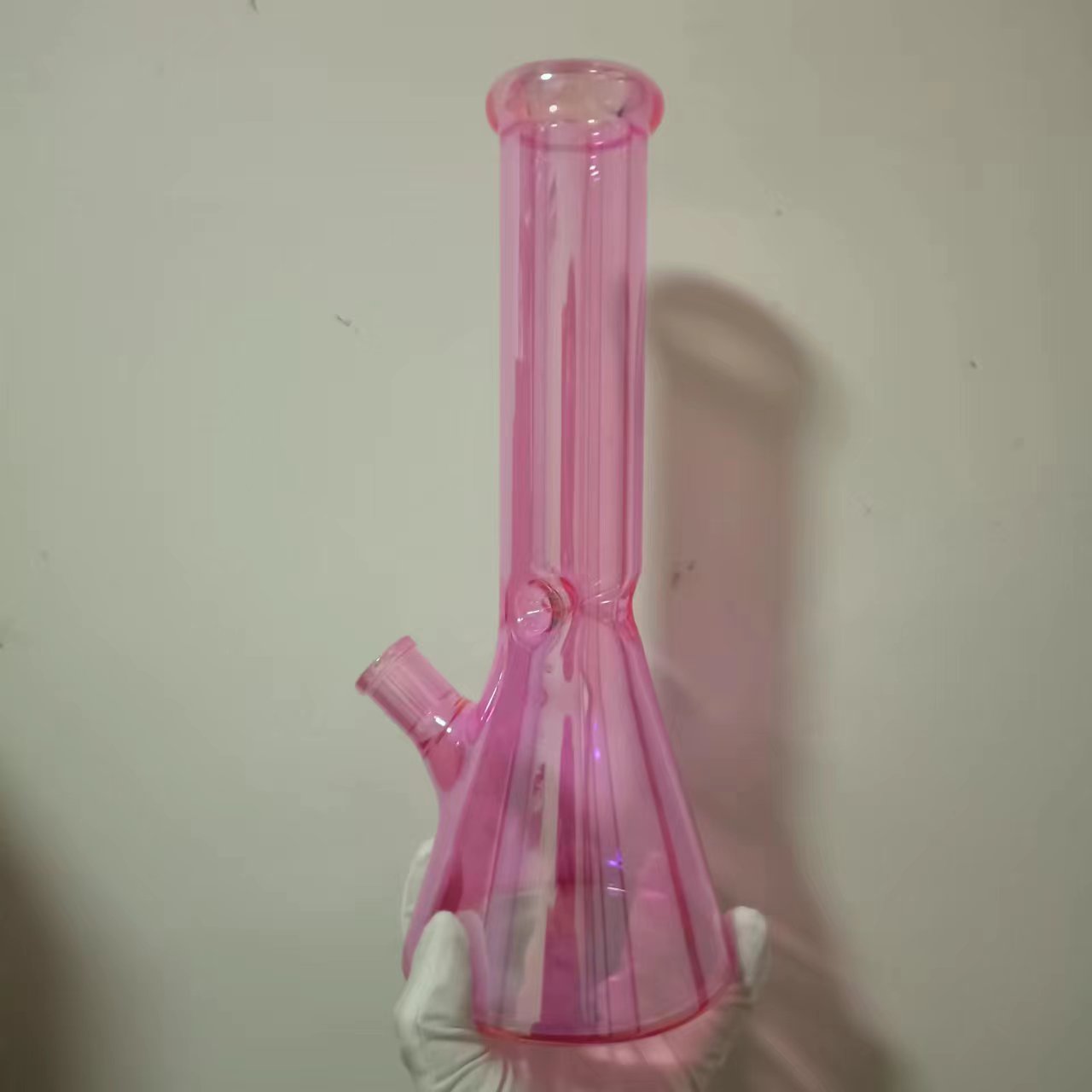 

8 inches pink color glass beaker bong hookah with smoking accessories