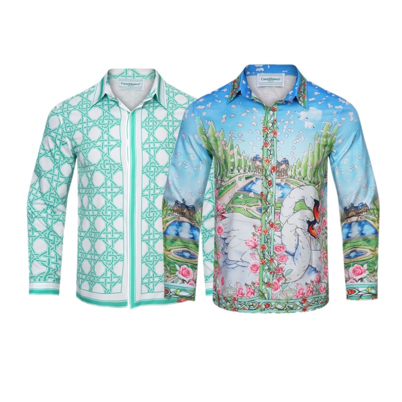 

Casablanca mens shirt Long sleeve Men's set Fashion holiday couple printing Designer T-shirt Casual Short Sleeve Shirt, Style1