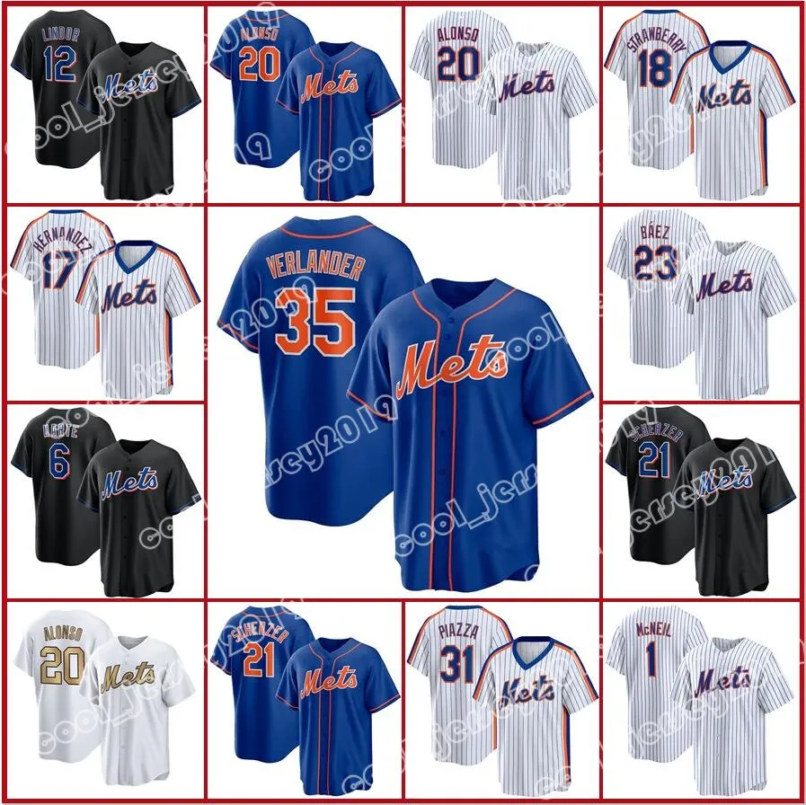 

New 35 Justin Verlander Francisco Lindor York Baseball Jersey Mets Carlos Correa Kodai Senga Pete Alonso Darryl Strawberry Keith Hernandez M, Youth (da du hui)