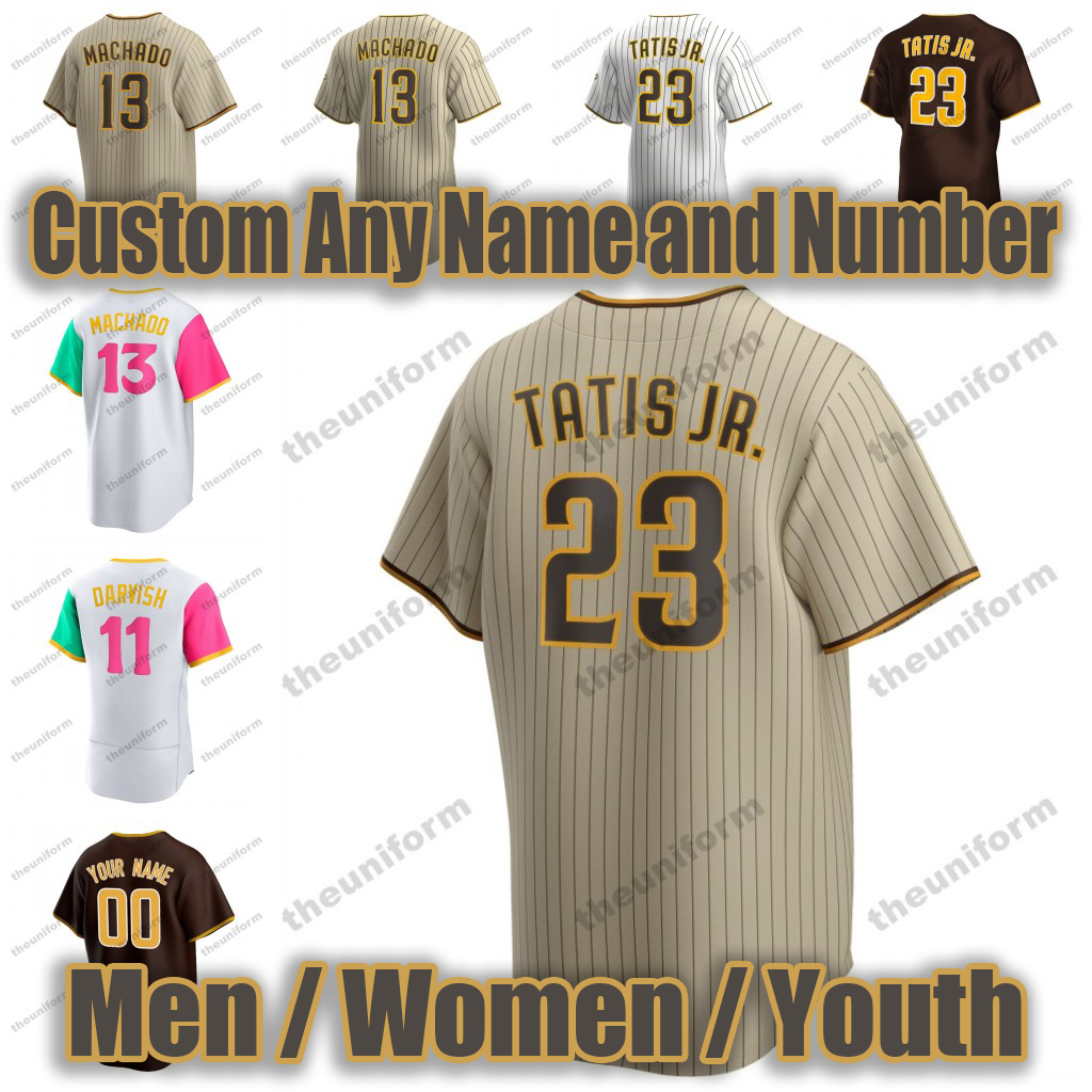 

Custom Men Baseball Jerseys San Diego 23 Fernando Tatis Jr 22 Juan Soto 11 Yu Darvish 51 Trevor Hoffman 13 Manny Machado 19 Tony Gwynn Women Youth Jerseys, Men 7