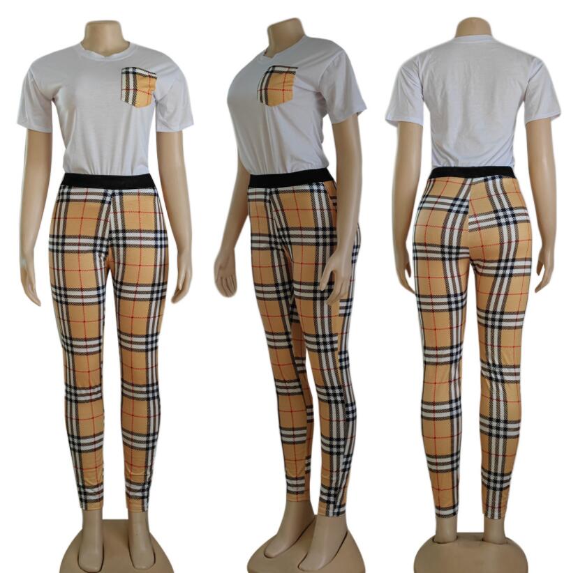 

Women' Two Piece Pants 2023 Summer New Fashion Casual Women' Checker Set Designer brand Ladies suits