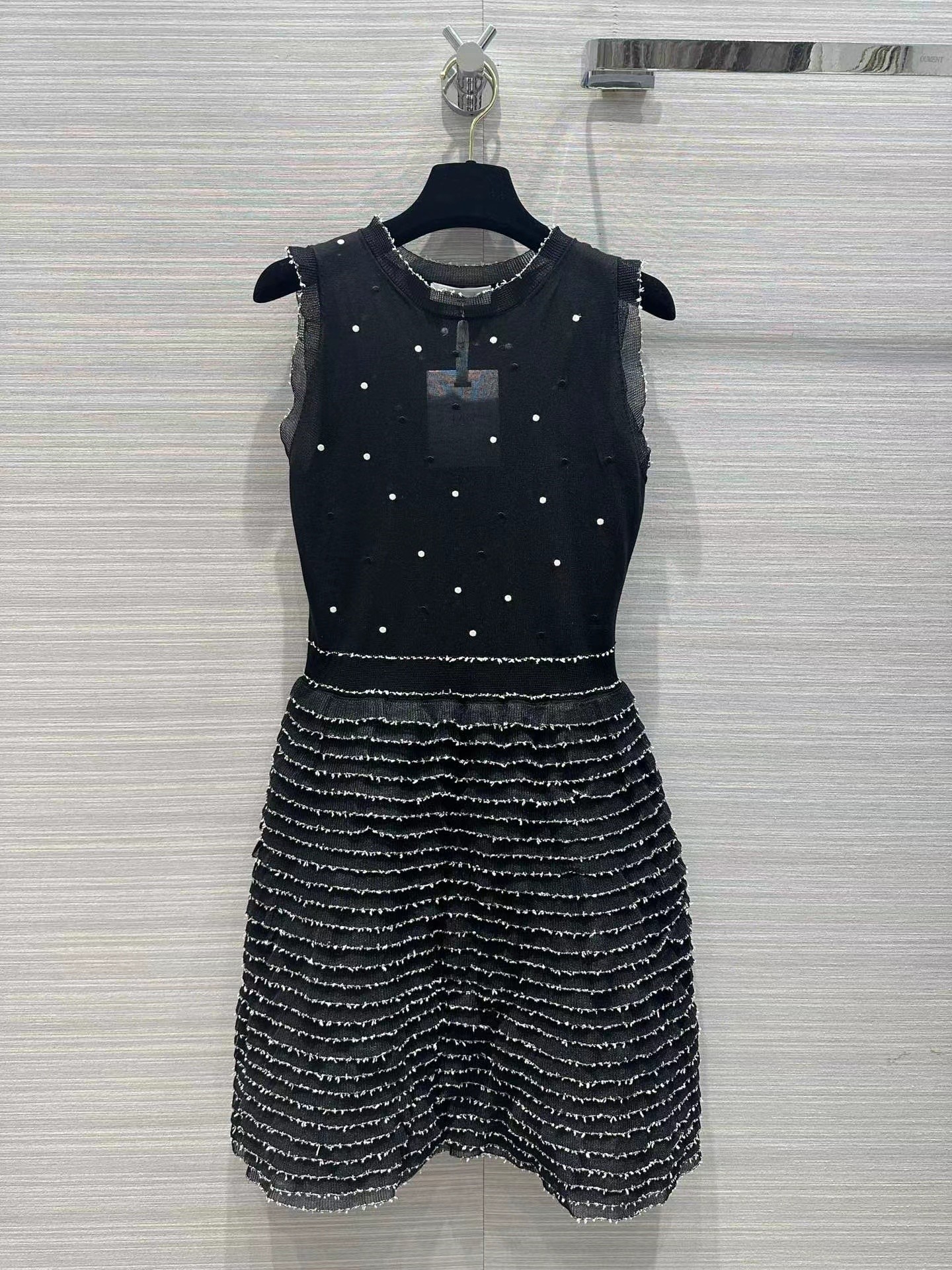 

Milan Runway Dress 2023 Spring Summer O Neck Designer Dress Brand Same Style Dress 0326-7, Black