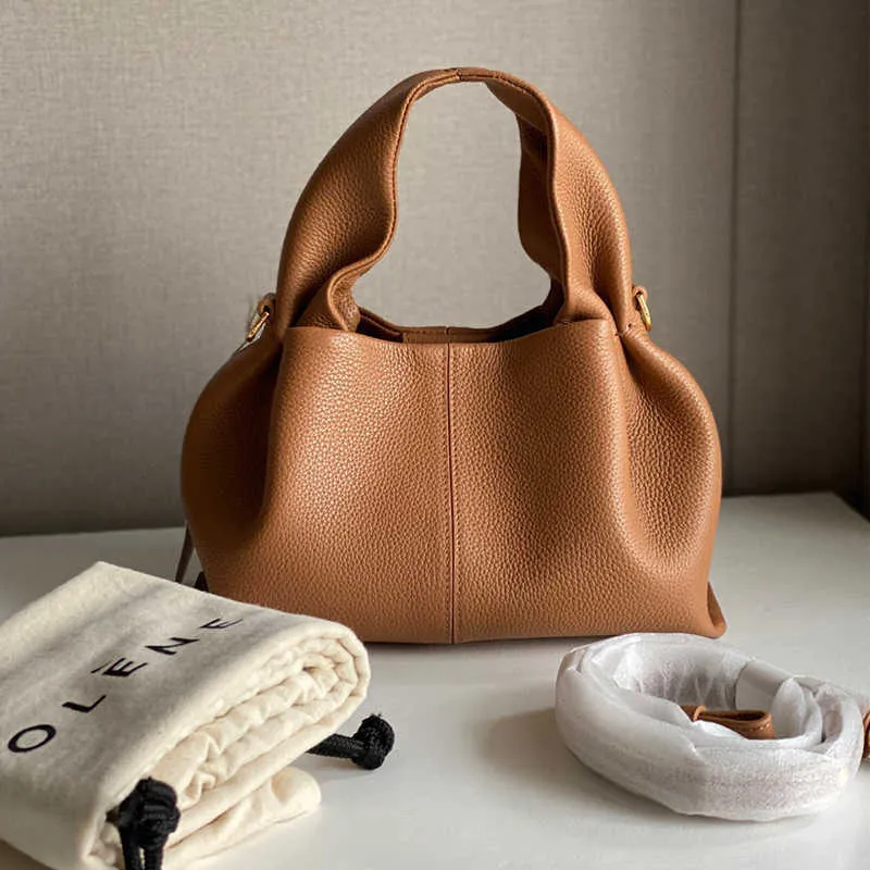 

5A COW LEATHER Polene NO 9 Shoulder Crossbody Bags Neuf 9 Women Hobo Bag Luxury Lady Purses Soft Clutch Handbag Large Totes, Color 21 24x14x13cm