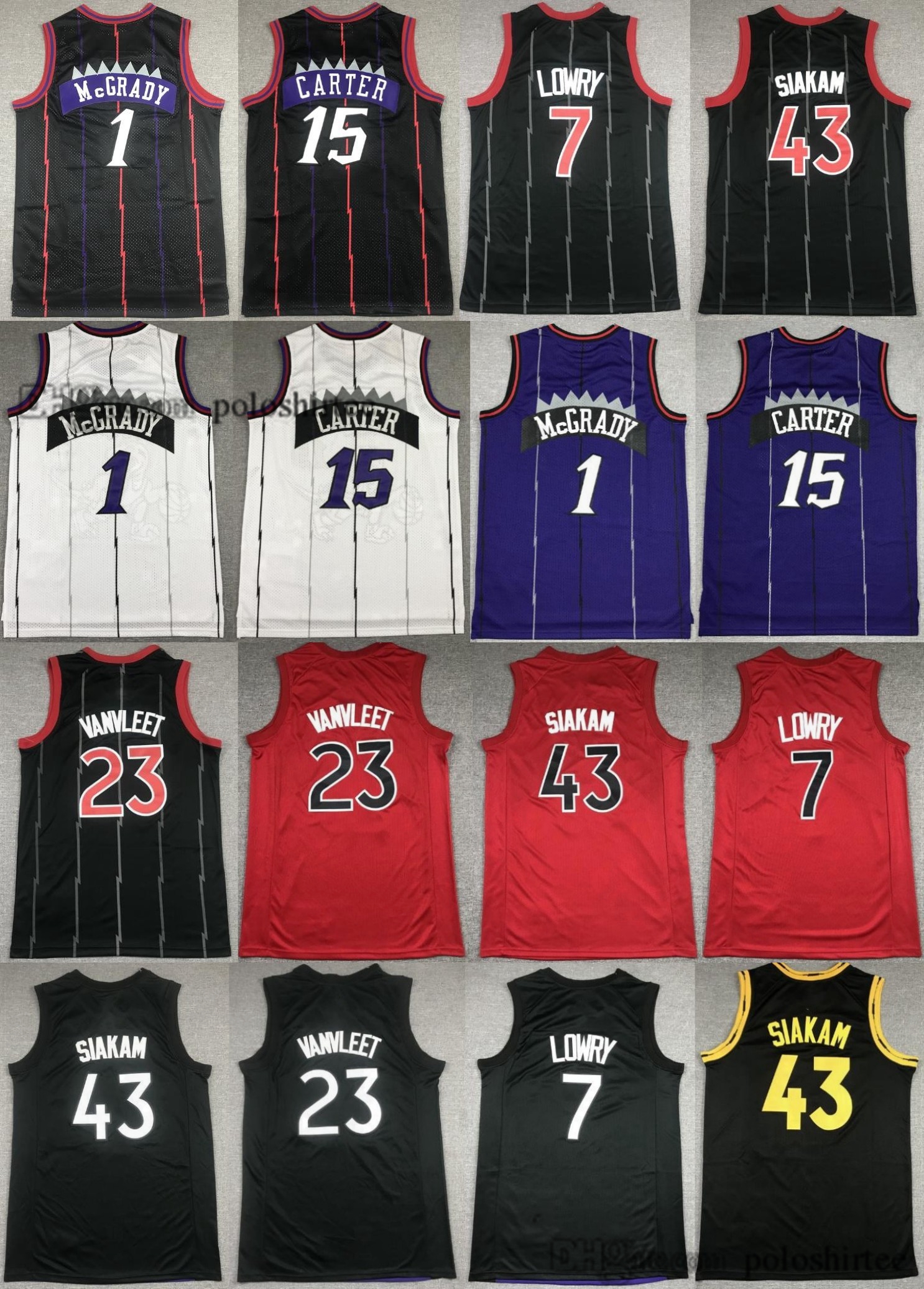 

Tracy 1 McGrady Basketball Jerseys City 23 Fred VanVleet 15 Vince Carter 43 Pascal Siakam Jersey edition Men Kids Youth Breathable mesh, As photo