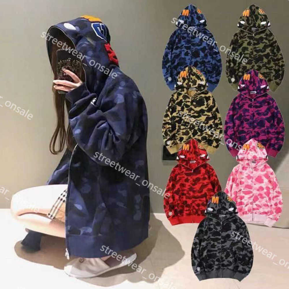 

Ape Designer Jacket Shark Full Zip Hoodies Mens Womens Casual Sweatshirts Stylist Cartoon Sharks Printing Hoodie Camouflage Streetwear B100