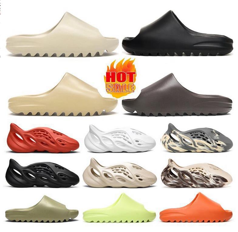 

yeezy slide Slippers Summer Slides Shoes Onyx Beach Sandals Desert Sand Bone Pure Resin Orange Earth Brown Soot Men Fashion Mens Womens, #16