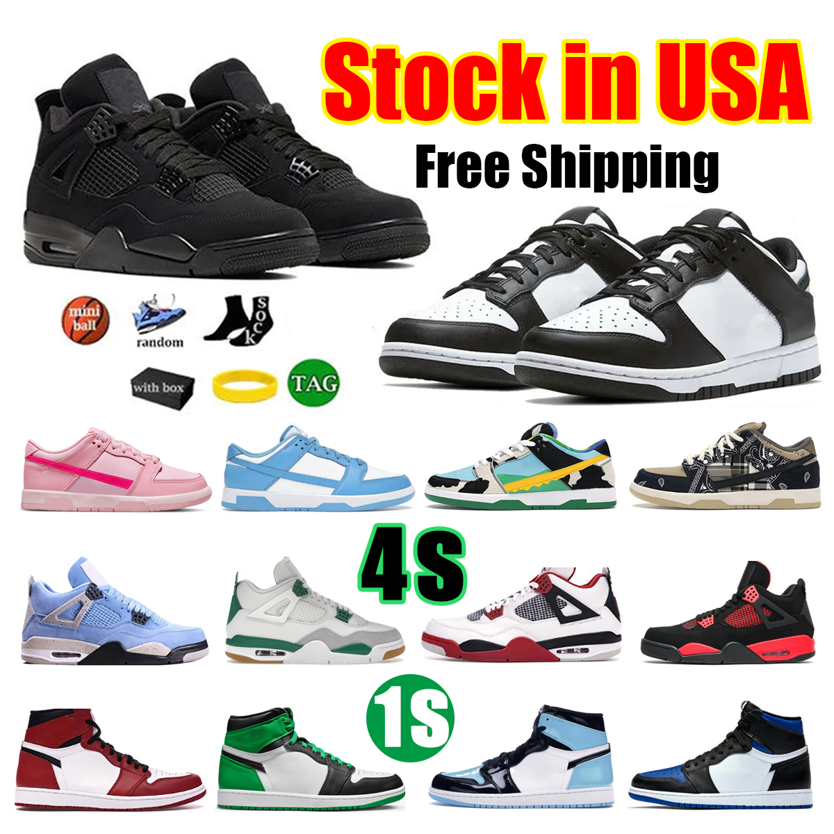 

Box With Basketball 4s Shoes Jumpman 1s Panda Local Warehouse Men Women White Black Cat Chicago Lost And Found Sport Sneakers Designer Mens Trainers Stock In USA 2023, 30