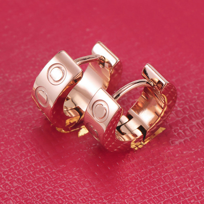 

Gold diamond earrings designer earring stud Earrings Titanium steel love exquisite simple C diamond ring lady Earring jewelry gift exquisite simple fashion stud