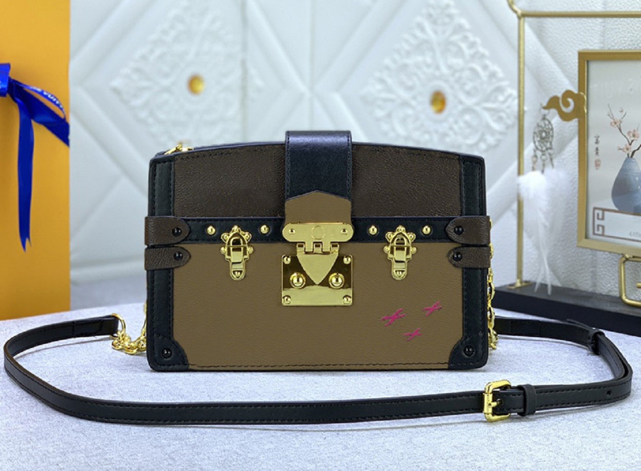 

Fashion designer crossbody bag luxury womens handbags POCHETTE TRUNKM chain cross body purses flower letter leather shoulder bags Top-quality, 43596 #monogrames