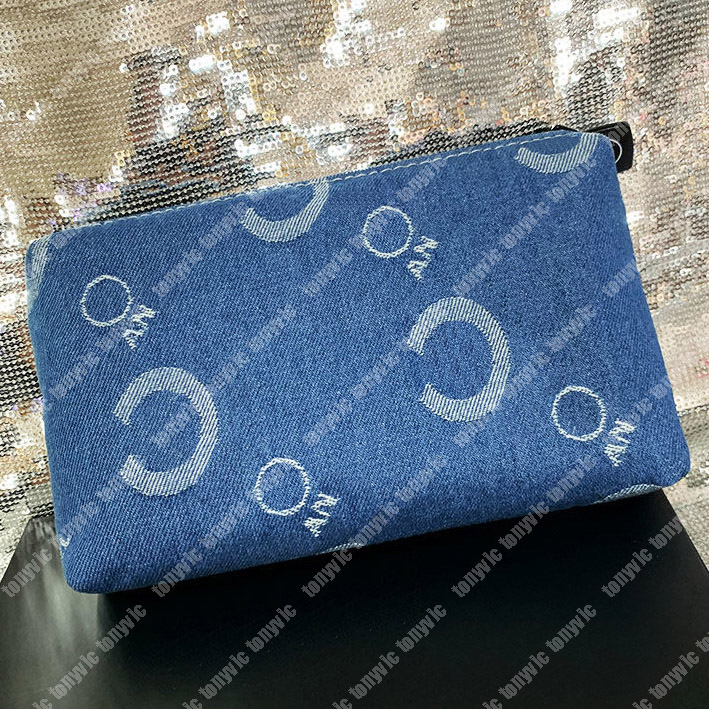 

Denim Womens Designer Makeup Bags Luxury Cosmetic Bag Ladies Fashion Wash Toiletry Bag Canvas Zipper Pochette Purses