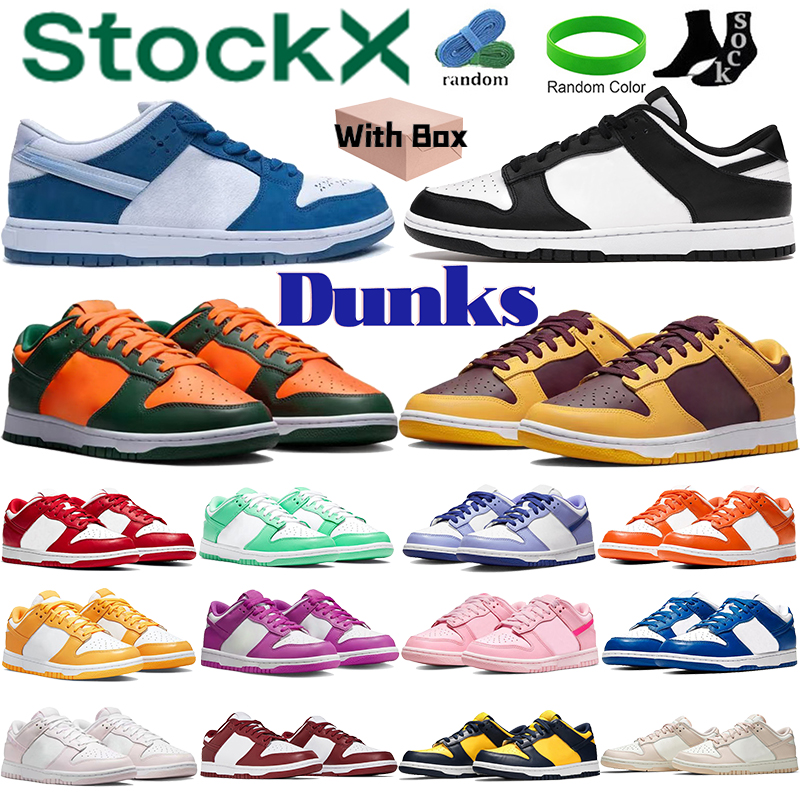 

With Box Men Women Dunks Running Shoes Designer Low Retro Trainer White Black Panda Release Date Magma Orange Arizona State Argon Black Suede Mens Womens Sports sneak, Big red boots