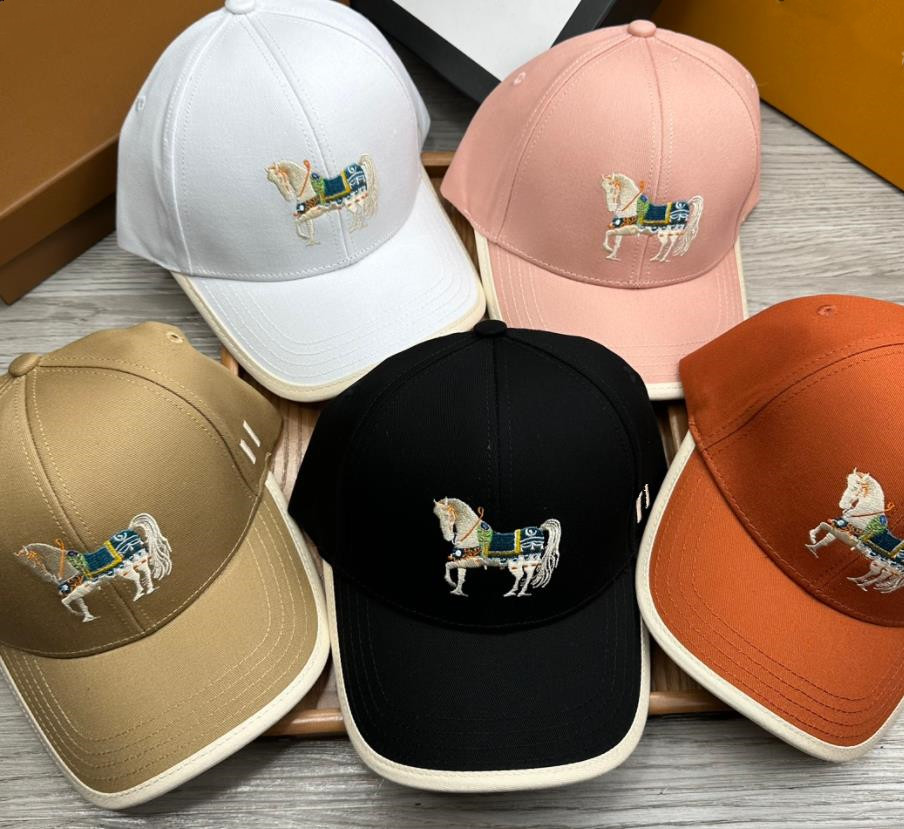 

Luxury Cotton Baseball Cap Woman Mens Caps Horse Embroidery Sun Hats Fashion Designer Leisure Design Sun Fitted Hat Embroidered Washed Sunscreen Pretty Caps, Orange