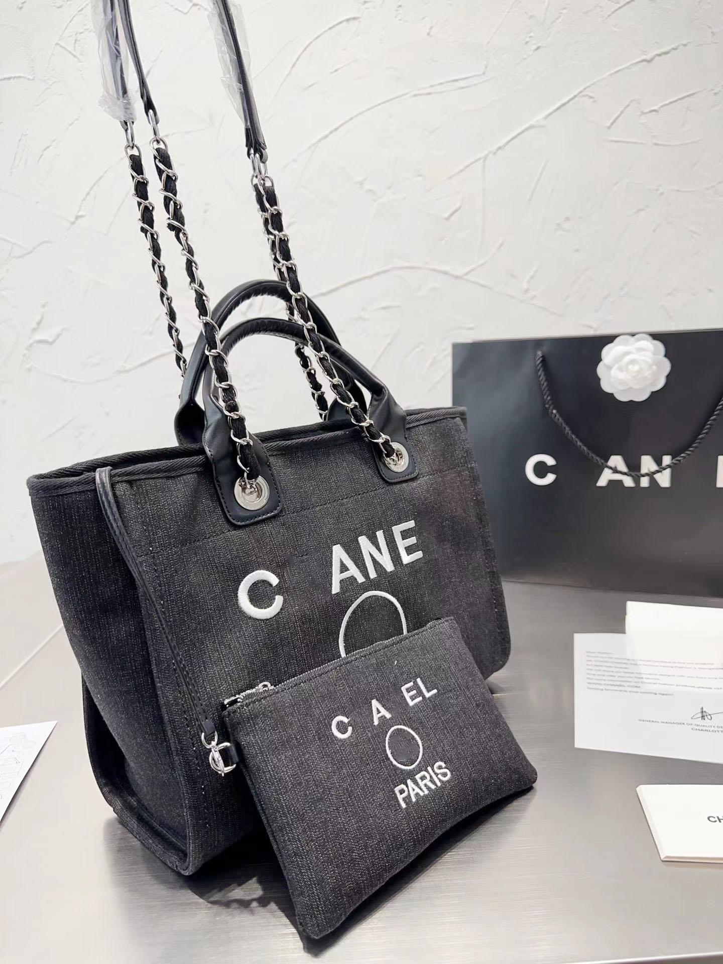 

channel bag beach bag designers bags CC tote 22A quality bag clutch cross body bag women handbag ladies designer composite lady shoulder tote, Black