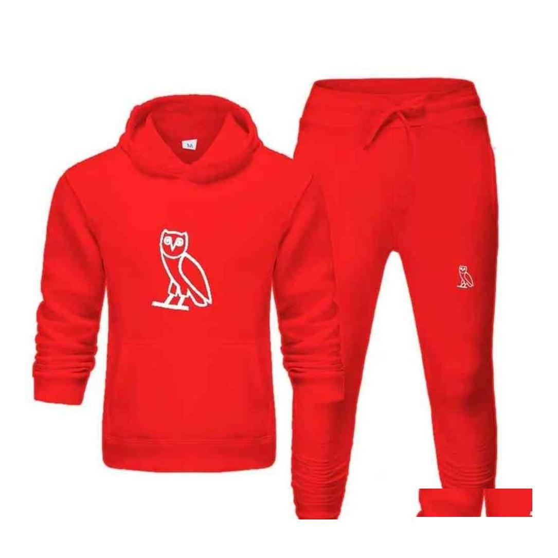 

Mens Hoodies Sweatshirts Ovo Brand Men Sportswear Sports Fitness Twopiece Hooded Sweater Casual Dhnej, Black