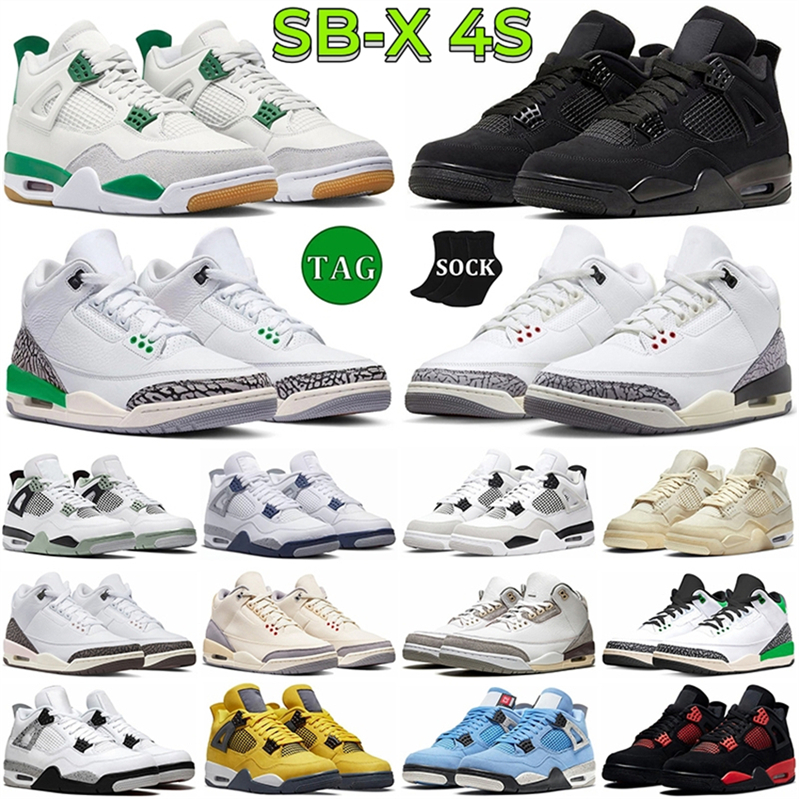 

Pine Green 4 basketball shoes jumpman 3 3s Lucky Green White Cement Reimagined 4s Military Black Cat Red Cement Thunder Midnight Navy Mens Trainers Outdoor Sneakers, 13