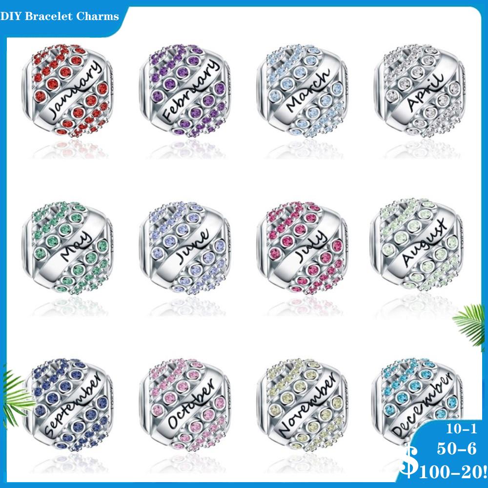 

925 siver beads charms for pandora charm bracelets designer for women 12 Month Birthstone