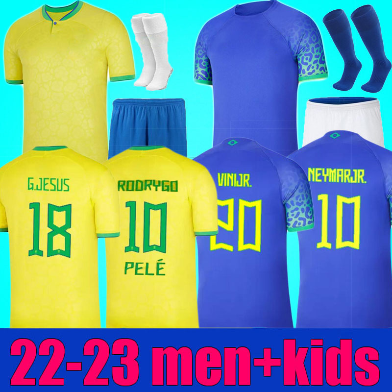 

bRAZILS 2022 2023 PELE RODRYGO soccer jerseys PAQUETA RAPHINHA football shirt maillots 22 23 MARQUINHOS VINI JR SILVA brasil RICHARLISON MEN KIDS kits NEYMAR, 2022 away aldult