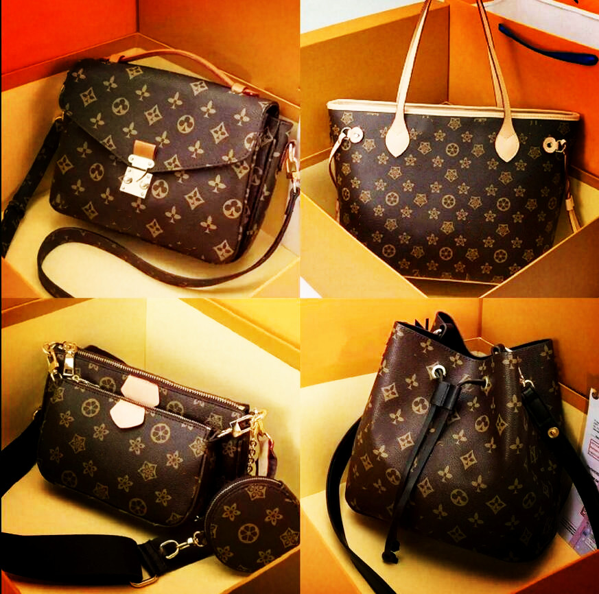 

Designer Handbags Luxury Messenger Bags New Shoulder crossbody bag high quality Women shopping bags wallet Leather Tote purseg Louiseitys viutonity lvity handbag, Brown flower with wallet