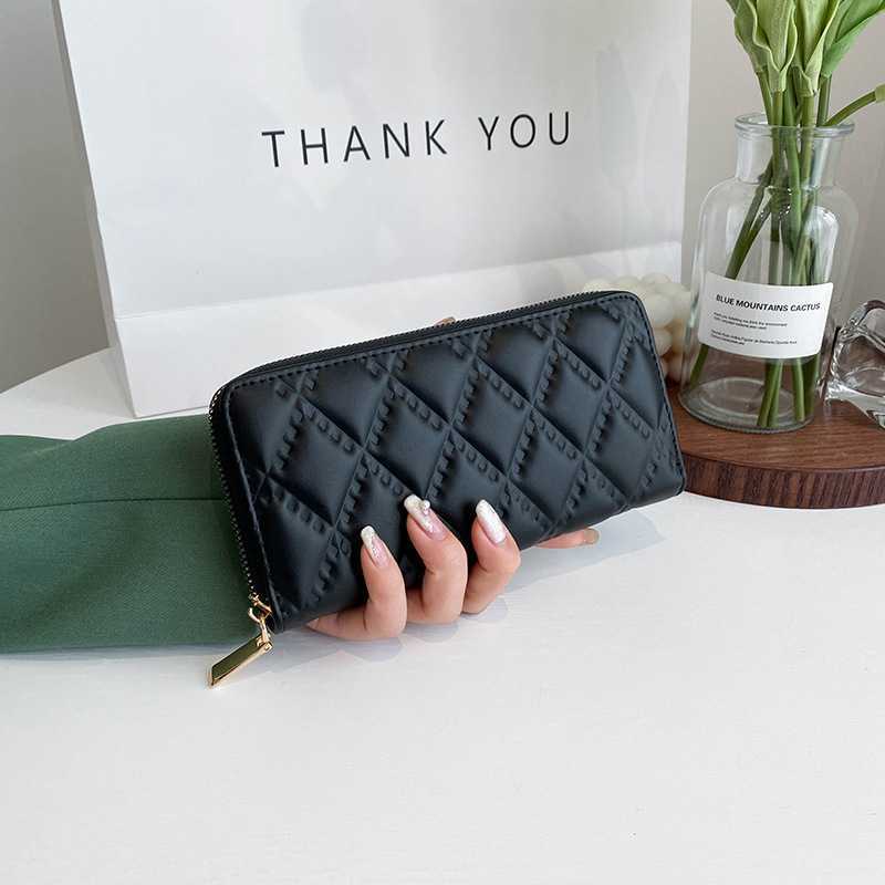 

Wallets Women's Plaid Wallet Long Female Rhombus X-type Zipper Coin Purses Carteras Para Mujer Fashion Card Holder Clutch Money Clip G230327, Green