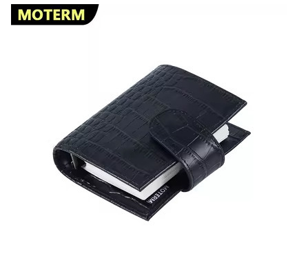 

Moterm Luxe Series Pocket Planner A9 Size Notebook with Rings Croc Grain Agenda Organizer Diary Journal 220303