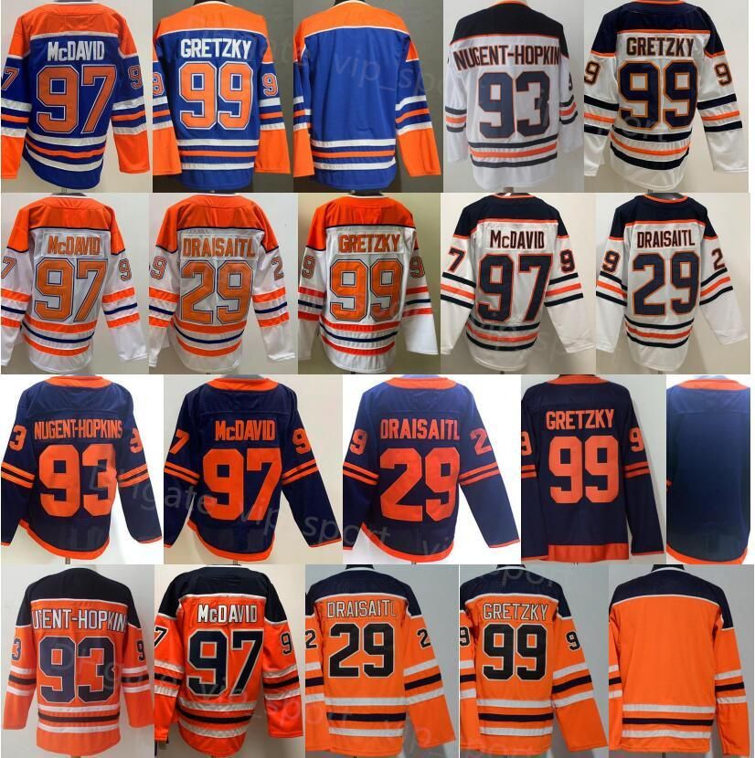 

Hockey Men Ice Hockey Reverse Retro 97 Connor McDavid Jersey 29 Leon Draisaitl 93 Ryan Nugent-Hopkins 99 Wayne Gretzky Vintage Navy Blue Whi, White