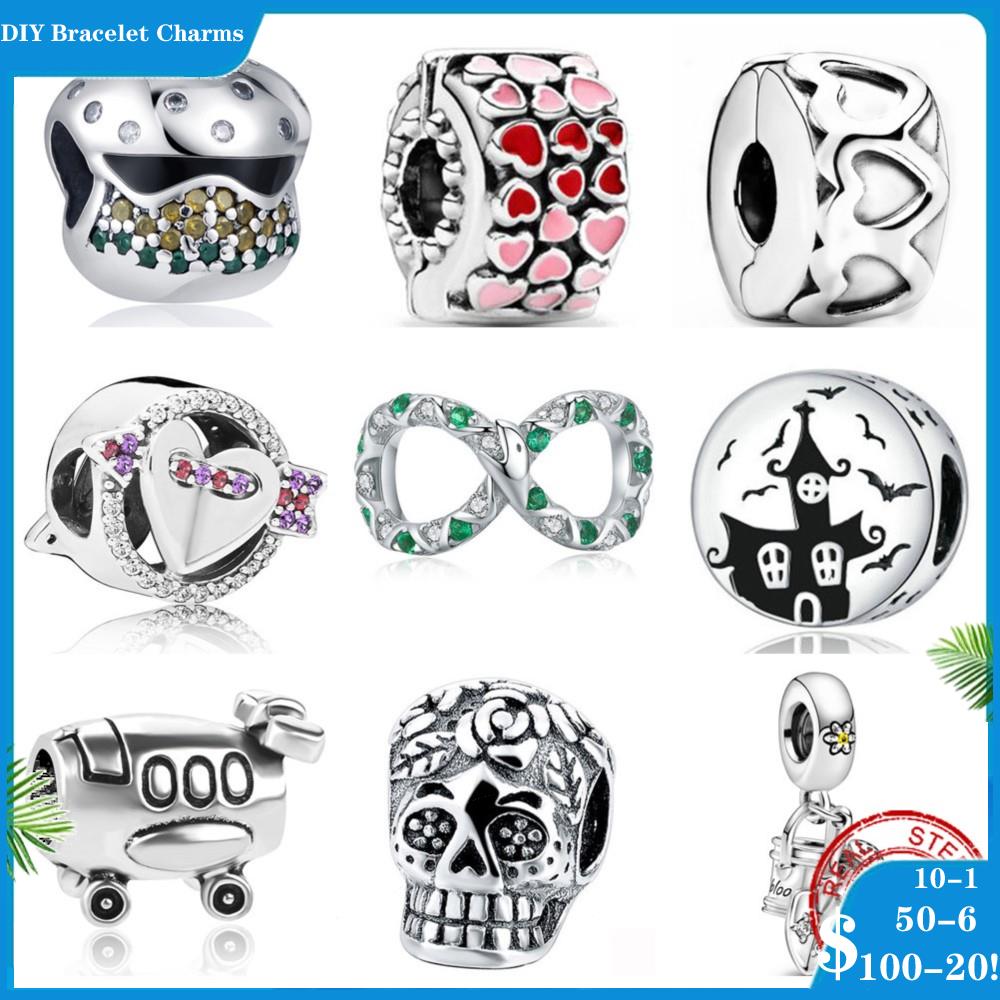 

925 siver beads charms for pandora charm bracelets designer for women Band of Hearts Watering Can Trowel Dangle