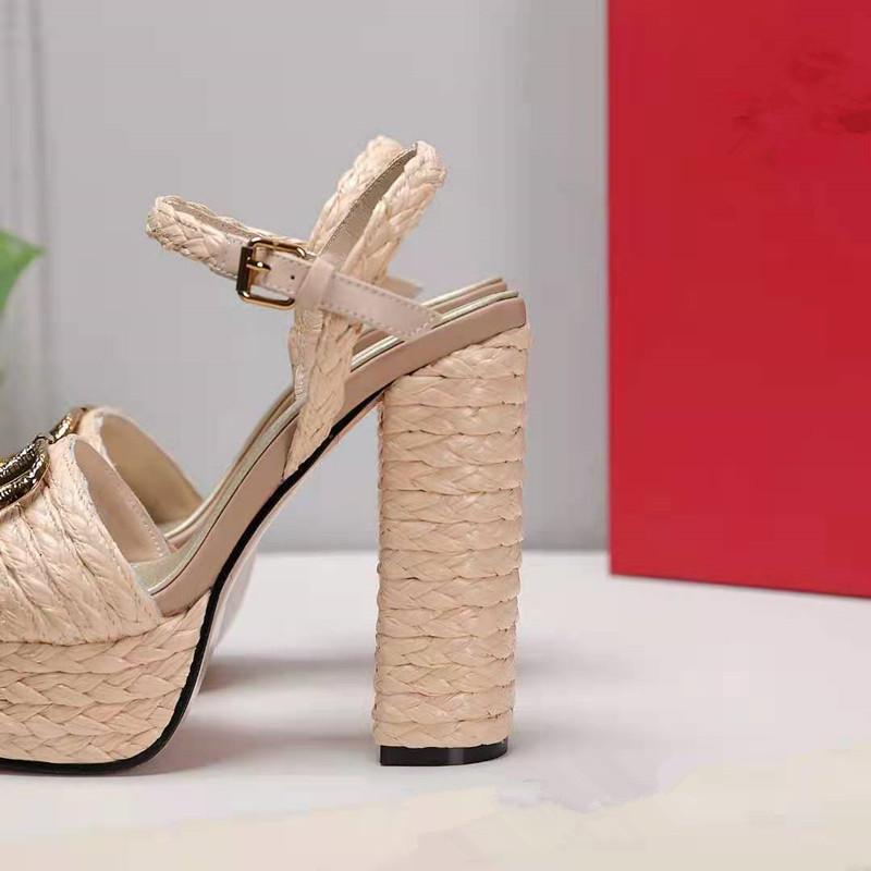 

2023 Summer Designer Brand sandal High heel shoes Women wedge Sandals Wedges Sexy Ladies High HeelsFlat Middle High Heel Sandal Summer Beach Wedding Shoe, Black