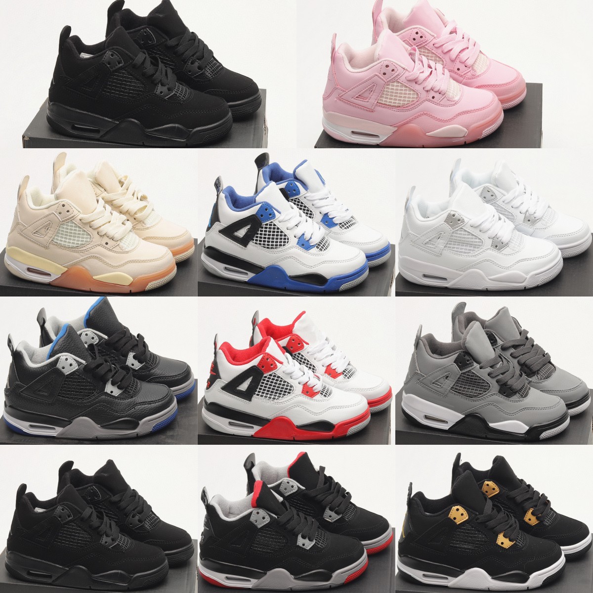 

Kids Shoes 4 basketball 4s black cat sneakers boys girls designer sport trainers youth toddler runner Athletic Outdoor Sneaker children kid walker Shoe Fire Red Pink