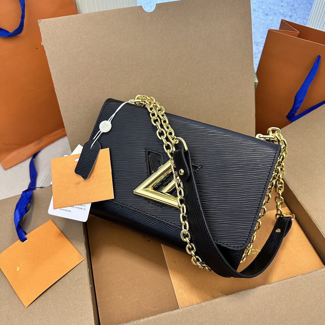 

Twist Denim water ripple Leather Bag Designer Women Shoulder Bags V Lock Flap Chain Handbags Woman Crossbody Lady Pochette Tote Black Handbag high quality Messenger, Peach