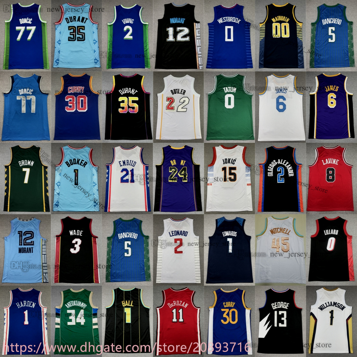

12 Ja Morant Jersey New Basketball 5 Paolo Banchero Joel Embiid Zach LaVine Tyler Herro Pascal Siakam Trae Young Demar DeRozan DeAndre Ayton Jamal Murray Jerseys, Stitched jersey