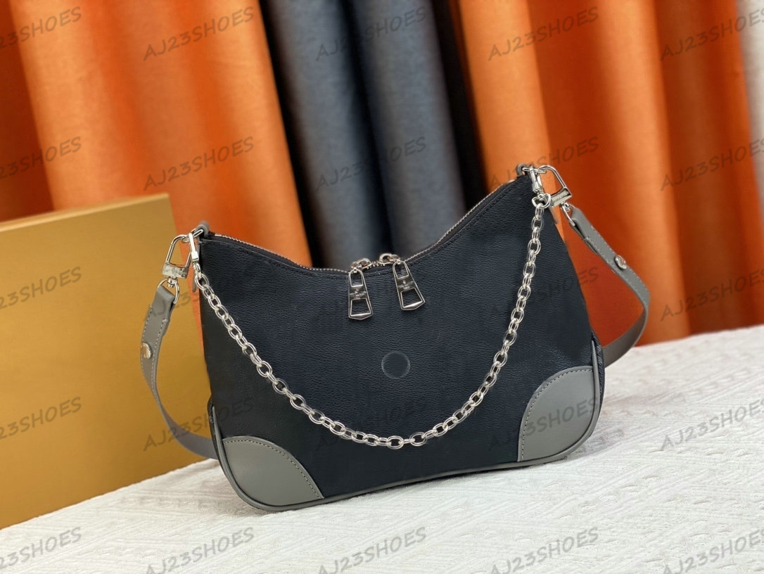 Femmes sacs à bandoulière sacs à main double fermeture éclair chaîne monogrammes toile sac à bandoulière en cuir Vintage marron motif sangle régl