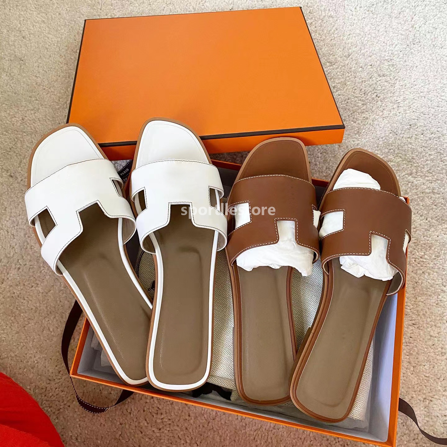 

ORAN SANDAL Luxury designer leather ladies sandals summer sandal flat shoes fashion slipper beach women slippers H letter drag, 12