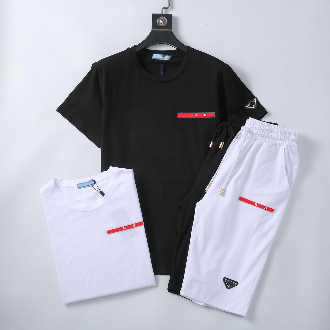 

Designer Men's Tracksuits two-piece short sleeve suit black and white triangle board 100% cotton luxury classic letter fashion multi-style sports clip3XL#98