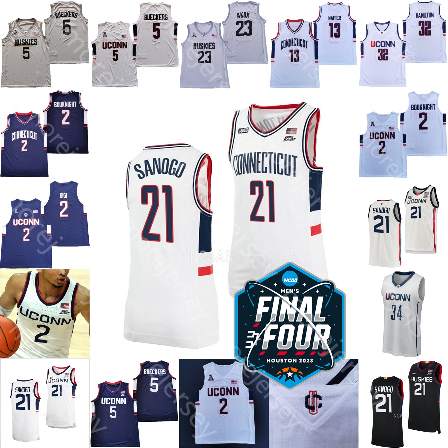

2023 Final Four 4 Jersey Connecticut UConn Huskies Basketball NCAA College Adama Sanogo Paige Bueckers Hawkins Tristen Newton Karaban Clingan Walker Hamilton, 2017 white fans