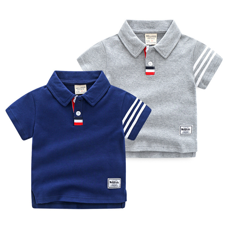 

Tshirts Summer Boys Active Cotton Toddler Kids Polo Tops Tees Quality Children's Clothes 230327, Gray