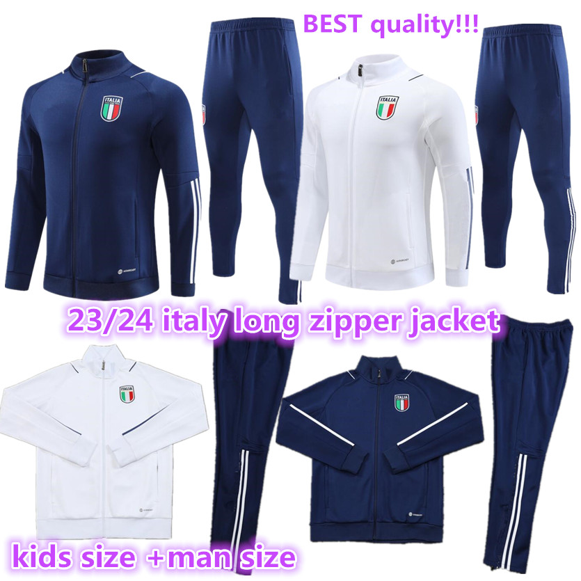 

23 24 ITaly adult tracksuit kids long zipper jacket survetement Training suit soccer 2023 2024 Italia man child football tracksuits set sportswear