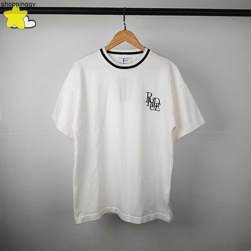 

tshirts casual hip hop loose rhude knitted t shirts quality embroidery top black blue green sleeve, 11