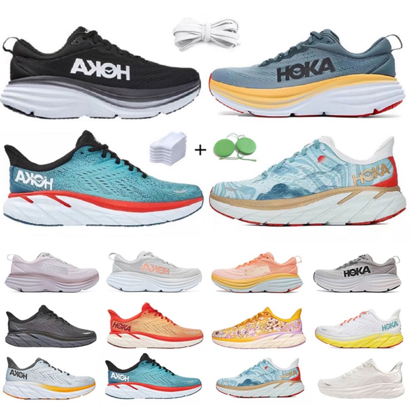 

HOKA running shoes for men womens bondi 8 Clifton Triple White black Harbor Mist Summer Song Blue Lunar Rock runner mens sports sneakers trainers fashion, Color#13