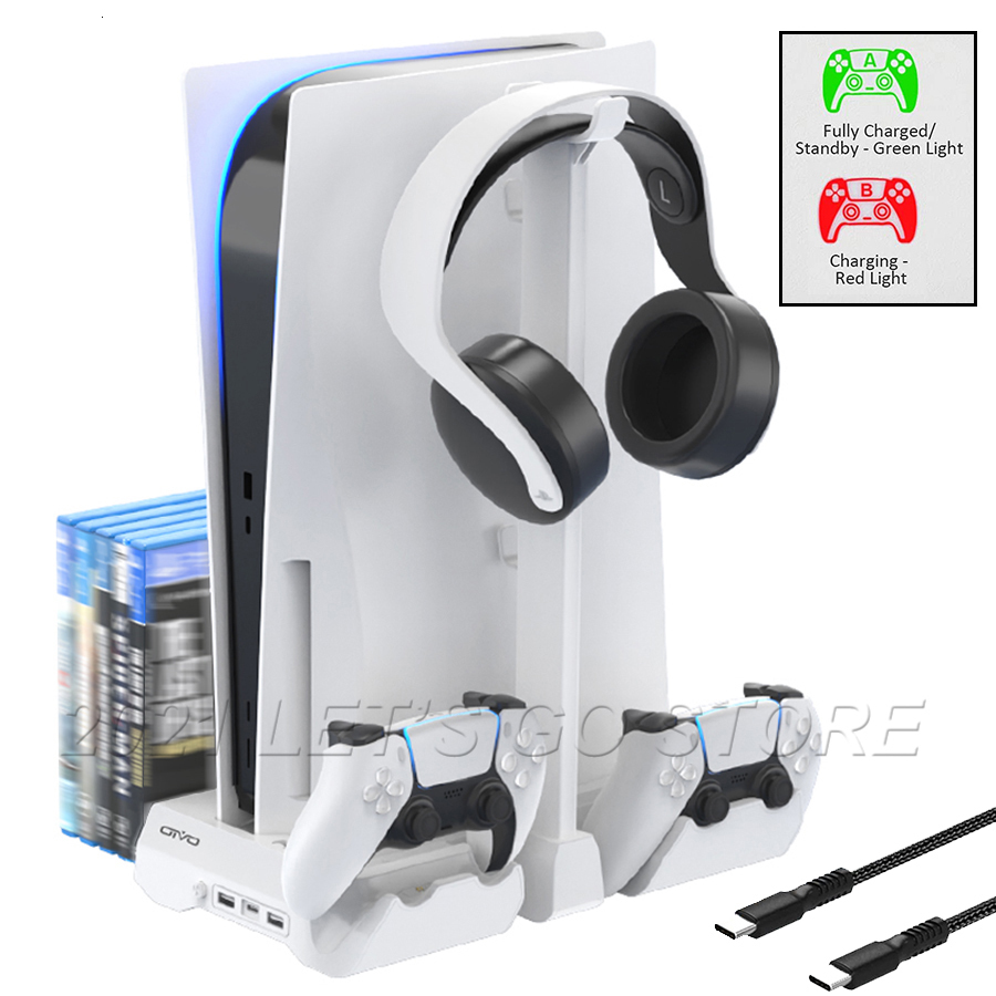 

Other Accessories PS5 Stand 2 Controller Charger 2 Cooling Fan Headset Holder 12 Game Slot for 5 PS 5 Console 230327