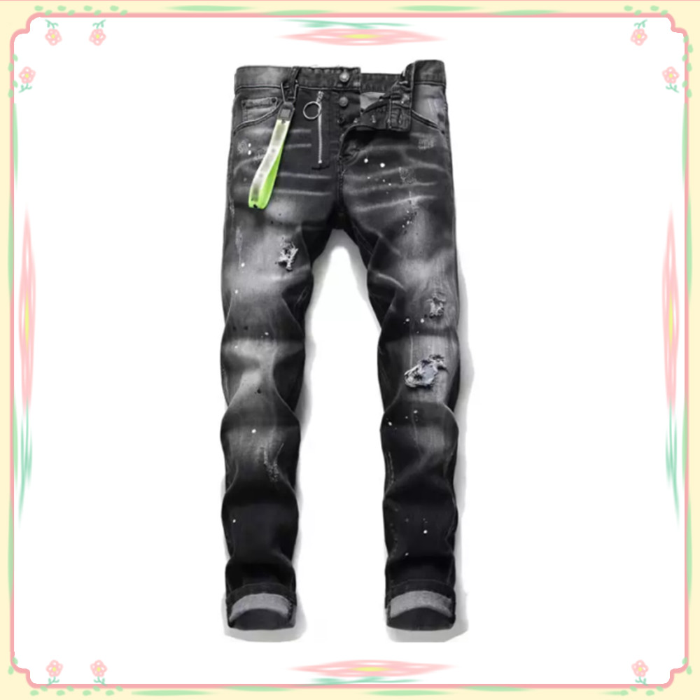 

Designer jeans mens pants linen pants Hip Hop Men Jeans Distressed Ripped Biker Slim Fit Motorcycle Denim For Men, 5#